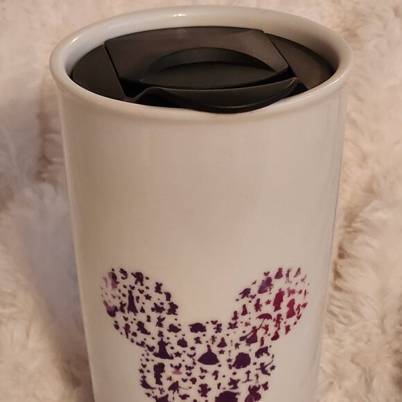 Disney Parks Mickey Mouse Logo Decor Ceramic Travel "Coffee" Tumbler (Society 6) - Picture 1 of 13